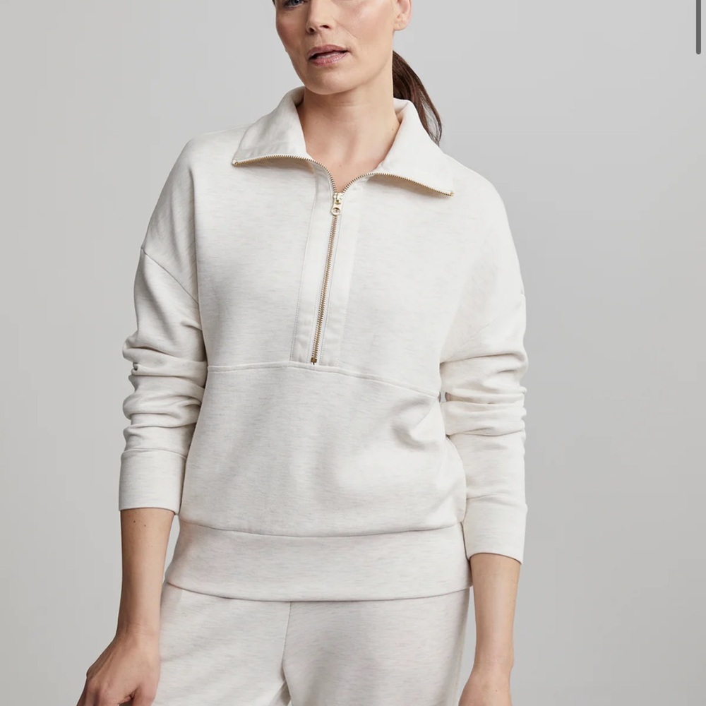 Varley Cream Half-Zip Pullover Sweater